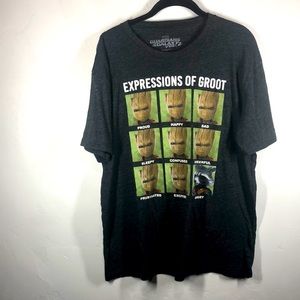 Marvel Guardians of the Galaxy expressions of Groot gray tee size xl